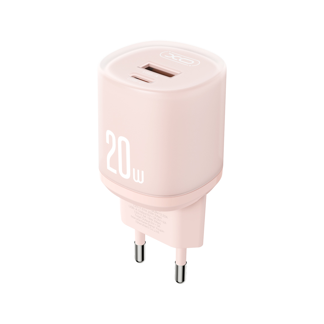 XO L144(EU) PD20W 1USB-A+1USB-C Φορτιστής Ροζ XO L144(EU) PD20W 1USB-A+1USB-C Φορτιστής Ροζ