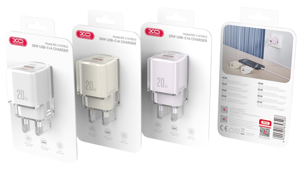 XO L147 (EU) Φορτιστής PD 1USB-A+1USB-C Μωβ XO L147 (EU) Φορτιστής PD 1USB-A+1USB-C Μωβ - Image 2