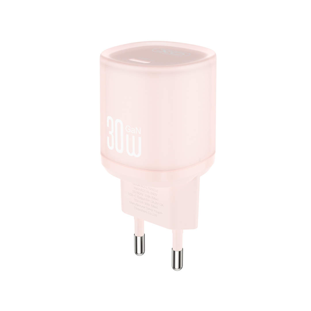 XO L150 (EU) 30W Μονός Γρήγορος Φορτιστής USB-C Ροζ XO L150 (EU) 30W Μονός Γρήγορος Φορτιστής USB-C Ροζ - Image 2