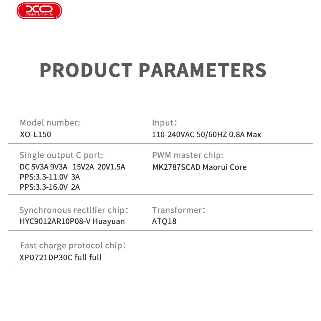 XO L150 (EU) 30W Μονός Γρήγορος Φορτιστής USB-C Ροζ XO L150 (EU) 30W Μονός Γρήγορος Φορτιστής USB-C Ροζ - Image 4