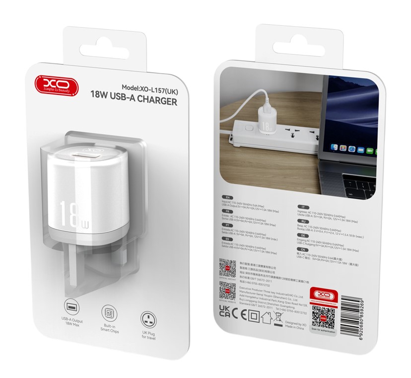 XO L157(UK) QC3.0 18W Φορτιστής Λευκό XO L157(UK) QC3.0 18W Φορτιστής Λευκό - Image 2