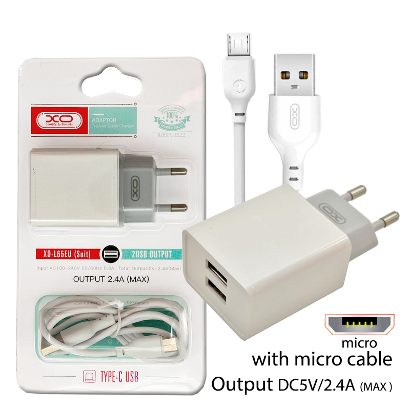 XO L65EU 2.4A Διπλής Θύρας USB Φορτιστής για Micro XO L65EU 2.4A Διπλής Θύρας USB Φορτιστής για Micro - Image 3