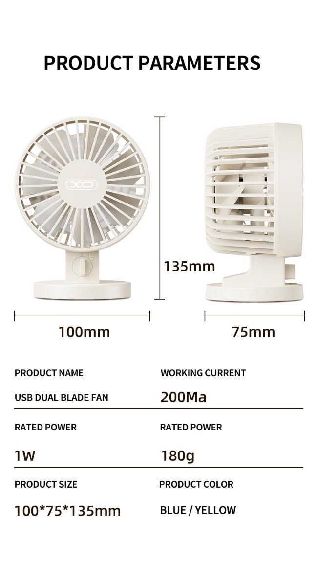 XO MF82 Επιτραπέζιος Ανεμιστήρας USB Διπλής Λεπίδας XO MF82 Επιτραπέζιος Ανεμιστήρας USB Διπλής Λεπίδας - Image 5
