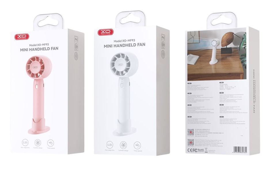 XO MF93 Μίνι Ανεμιστήρας Χειρός 400mAh Ροζ XO MF93 Μίνι Ανεμιστήρας Χειρός 400mAh Ροζ - Image 2