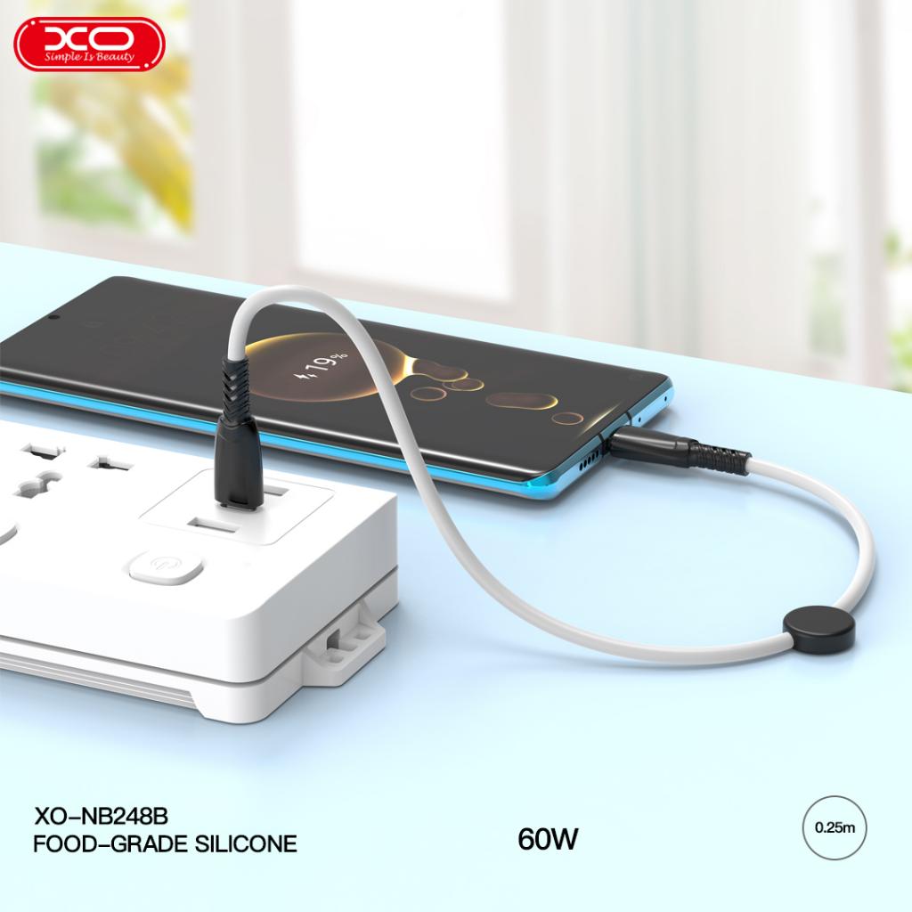 XO NB-Q248B Κοντό Καλώδιο Φόρτισης & Data 60W από Type-C σε Type-C 25cm Suluo Series Μαύρο XO NB-Q248B Κοντό Καλώδιο Φόρτισης & Data 60W από Type-C σε Type-C 25cm Suluo Series Μαύρο - Image 3