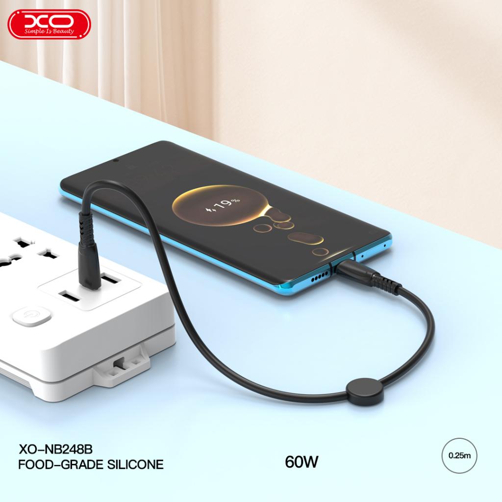 XO NB-Q248B Κοντό Καλώδιο Φόρτισης & Data 60W από Type-C σε Type-C 25cm Suluo Series Μαύρο XO NB-Q248B Κοντό Καλώδιο Φόρτισης & Data 60W από Type-C σε Type-C 25cm Suluo Series Μαύρο - Image 4
