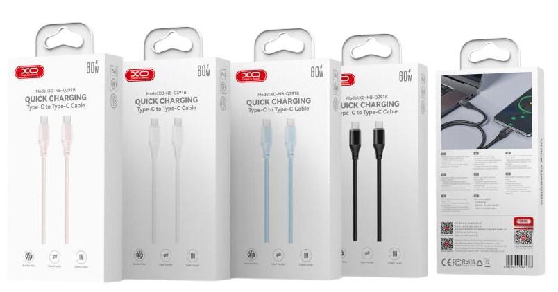 XO NB-Q291B Braided Type-c σε Type-c 60W Καλώδιο Δεδομένων Μαύρο XO NB-Q291B Braided Type-c σε Type-c 60W Καλώδιο Δεδομένων Μαύρο - Image 2