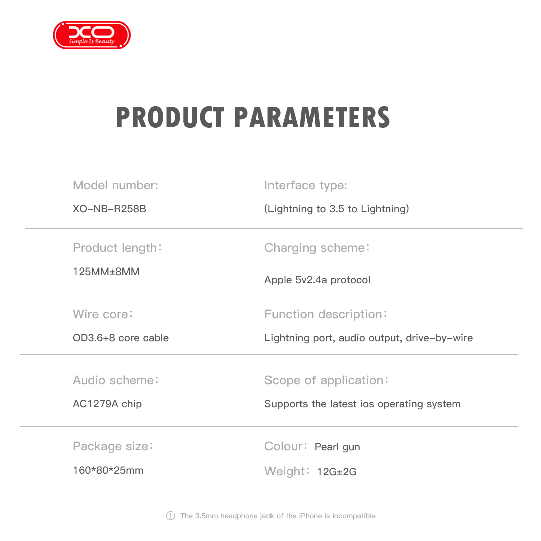 XO NB-R258B Αντάπτορας Lightning σε Lightning & 3.5mm XO NB-R258B Αντάπτορας Lightning σε Lightning & 3.5mm - Image 4