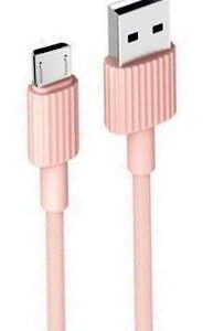 XO NB156 USB Καλώδιο Φόρτισης για Micro Ροζ