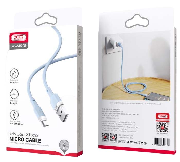 XO NB208 Καλώδιο Φόρτισης + Data Micro 1m Μπλέ XO NB208 Καλώδιο Φόρτισης + Data Micro 1m Μπλέ - Image 5
