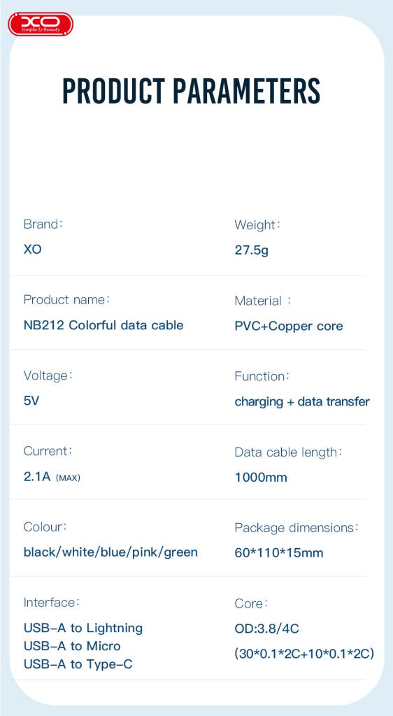 XO NB212 2.1A USB Καλώδιο Φόρτισης για Micro Μαύρο XO NB212 2.1A USB Καλώδιο Φόρτισης για Micro Μαύρο - Image 7