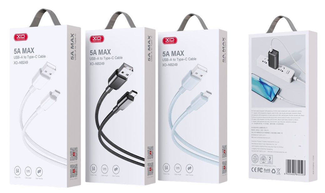 XO NB249 5A Καλώδιο Φόρτισης + Data Για Micro Μπλε XO NB249 5A Καλώδιο Φόρτισης + Data Για Micro Μπλε - Image 2