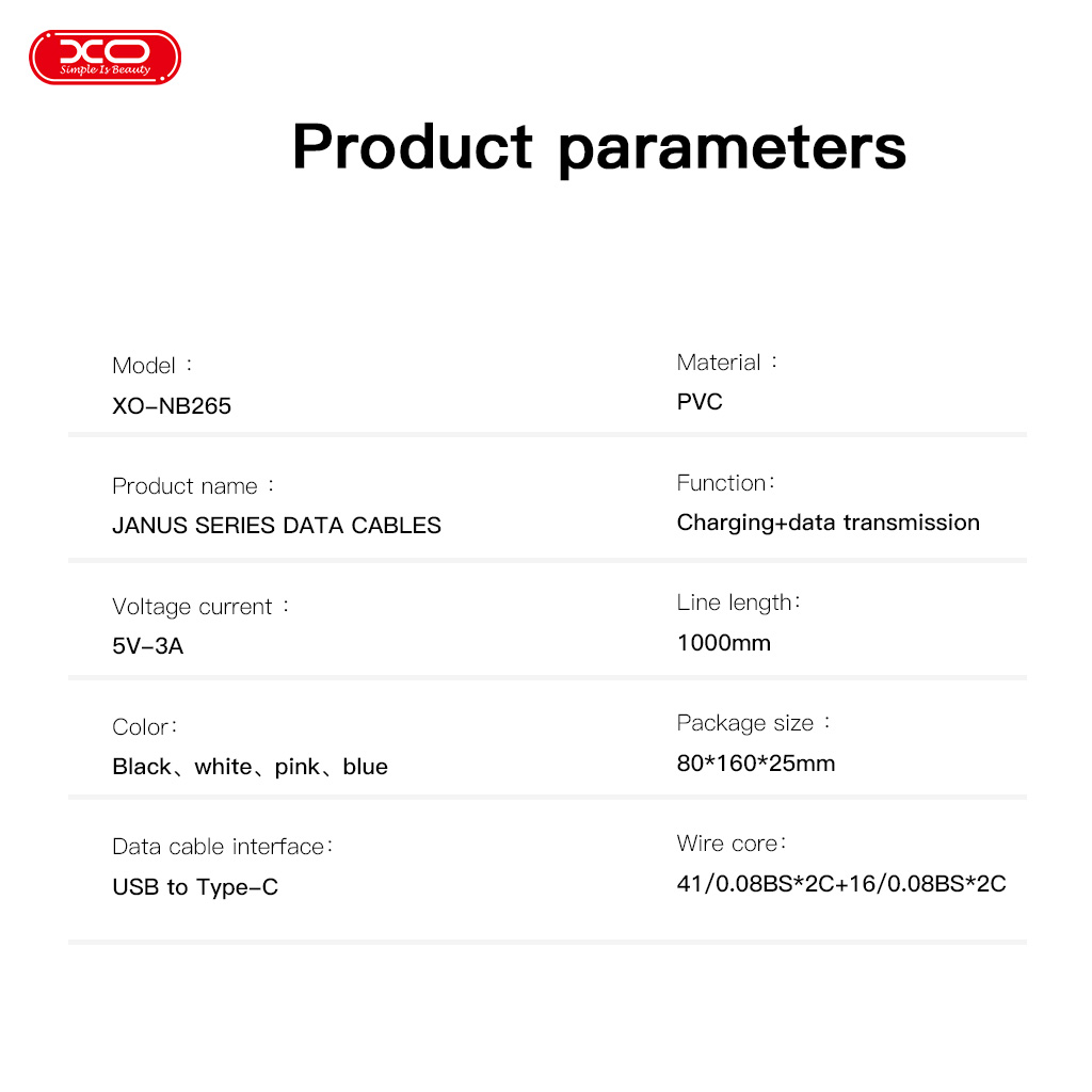 XO NB265 Μινιμαλιστικό Καλώδιο Type-C Λευκό XO NB265 Μινιμαλιστικό Καλώδιο Type-C Λευκό - Image 3