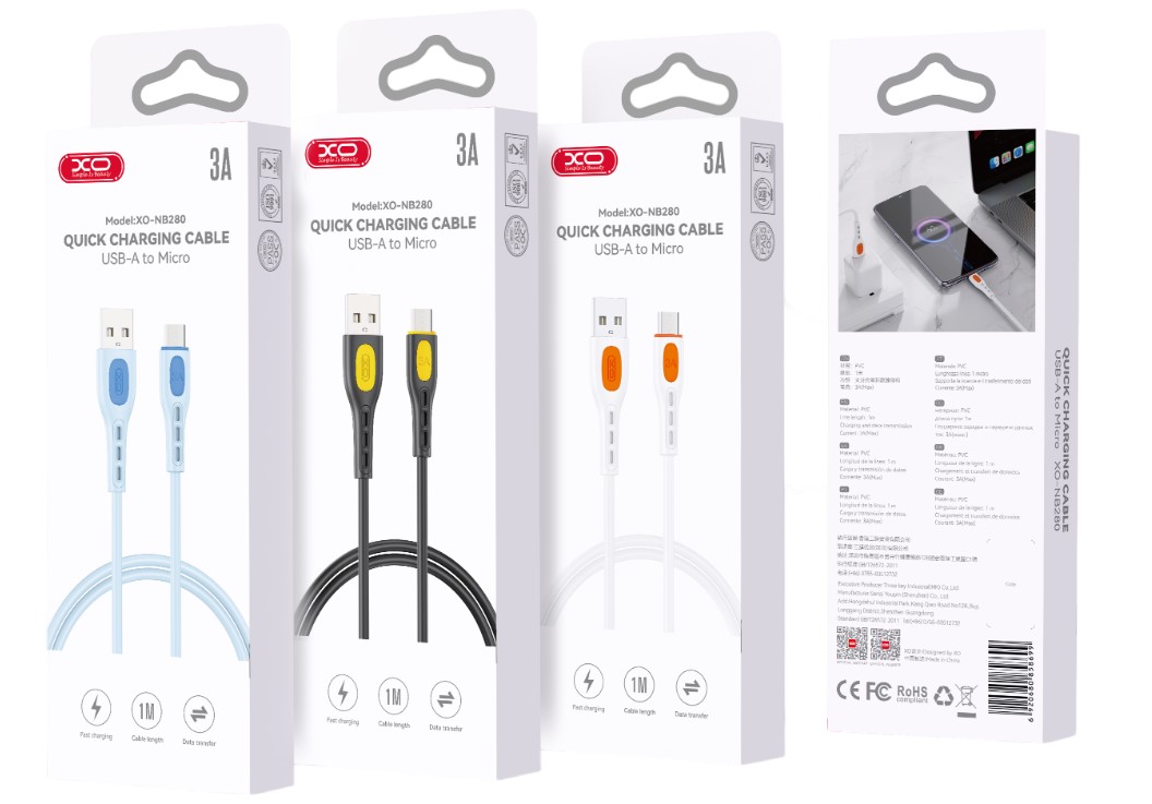 XO NB280 Καλώδιο Δεδομένων Micro 1M 3A Μπλε XO NB280 Καλώδιο Δεδομένων Micro 1M 3A Μπλε - Image 2