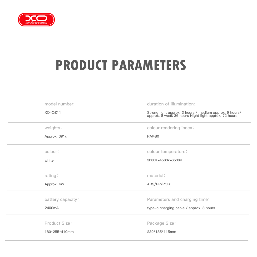 XO OZ11 Επιτραπέζιο φωτιστικό 3 Χρωμάτων 2400mAh XO OZ11 Επιτραπέζιο φωτιστικό 3 Χρωμάτων 2400mAh - Image 5