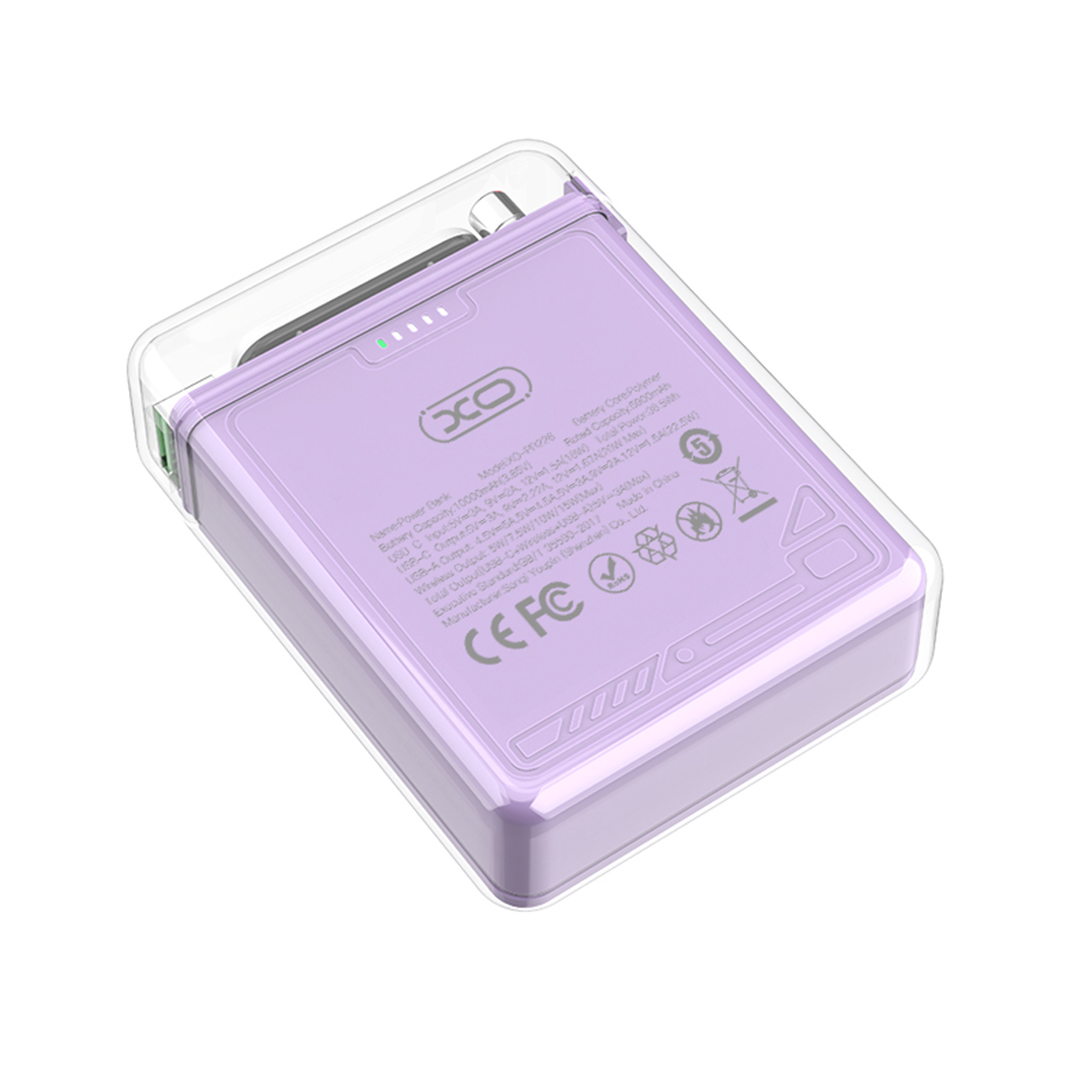 XO PR226 Mini Transparent Light Display Magnetic Absorption Fast Charging 10000mAh (Purple) XO PR226 Mini Transparent Light Display Magnetic Absorption Fast Charging 10000mAh (Purple) - Image 3