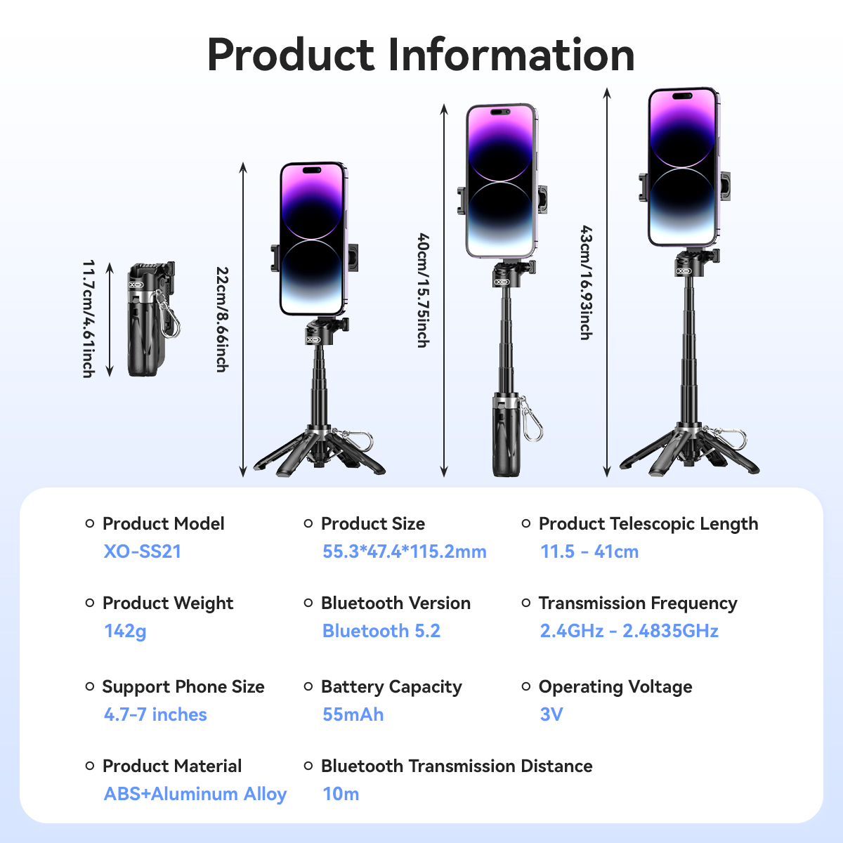 XO SS21 Πολυλειτουργικό Mini Bluetooth Selfie Stick 4 σε 1 XO SS21 Πολυλειτουργικό Mini Bluetooth Selfie Stick 4 σε 1 - Image 7