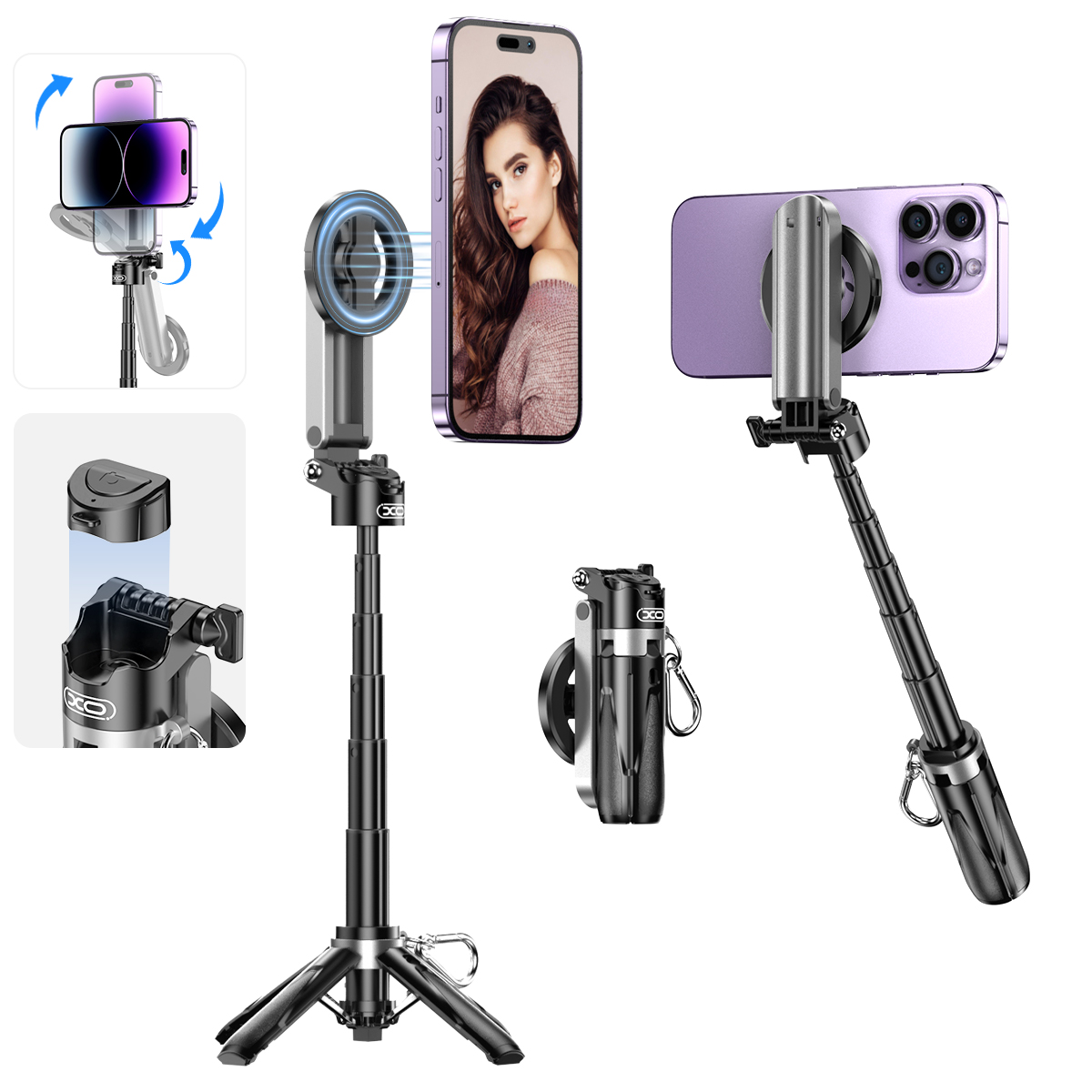 XO SS22 4-in-1 Μαγνητικό Πολυλειτουργικό Bluetooth Selfie Stick XO SS22 4-in-1 Μαγνητικό Πολυλειτουργικό Bluetooth Selfie Stick - Image 6