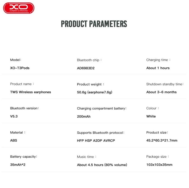 XO T3Pods Bluetooth Ακουστικά (3ης γενιάς) XO T3Pods Bluetooth Ακουστικά (3ης γενιάς) - Image 4