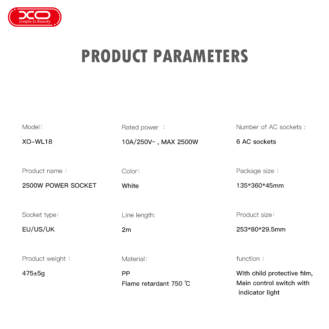 XO WL18 (UK) Πολύπριζο 6AC με Ανεξάρτητο Διακόπτη XO WL18 (UK) Πολύπριζο 6AC με Ανεξάρτητο Διακόπτη - Image 6