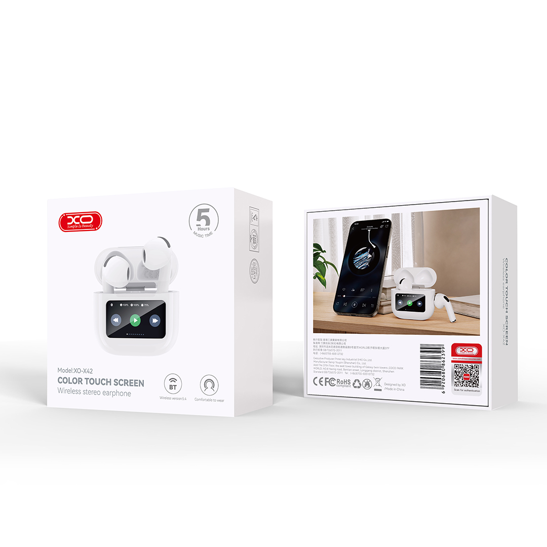 XO X42 Pro Bluetooth Earbuds 6ης Γενιάς TWS με Οθόνη Λευκά XO X42 Pro Bluetooth Earbuds 6ης Γενιάς TWS με Οθόνη Λευκά - Image 6