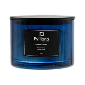 ΑΡΩΜΑΤΙΚΟ ΚΕΡΙ Fylliana FL1180 "ΒΑΜΒΑΚΙ" ΣΕ ΓΥΑΛΙΝΟ ΒΑΖΑΚΙ 325gr ΚΑΙ ΣΥΣΚΕΥΑΣΙΑ ΔΩΡΟΥ ΜΠΛΕ ΧΡΩΜΑ 8x10.5εκ