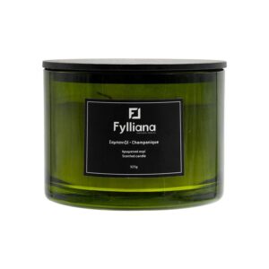 ΑΡΩΜΑΤΙΚΟ ΚΕΡΙ Fylliana FL1180 "ΣΑΜΠΑΝΙΑ" ΣΕ ΓΥΑΛΙΝΟ ΒΑΖΑΚΙ 325gr ΚΑΙ ΣΥΣΚΕΥΑΣΙΑ ΔΩΡΟΥ ΠΡΑΣΙΝΟ ΧΡΩΜΑ 8x10.5εκ