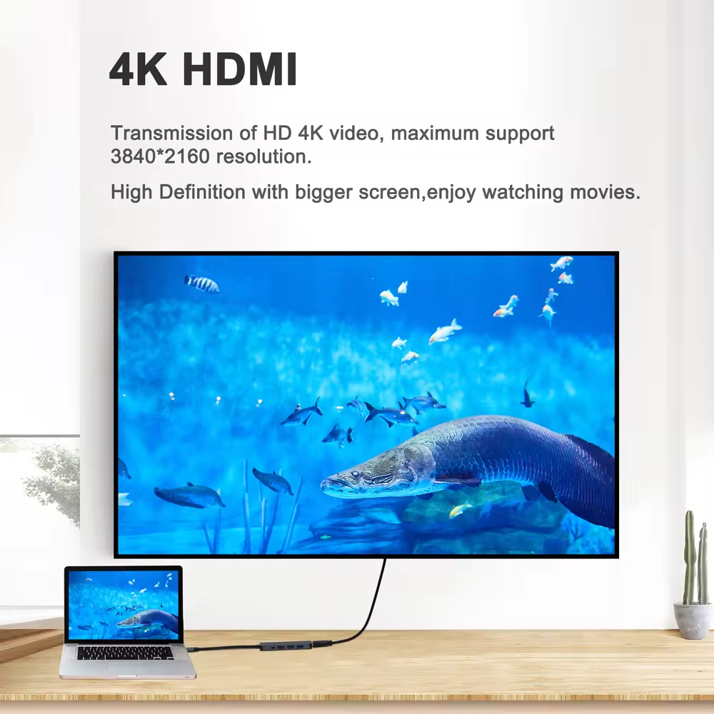 Αντάπτορας 5 σε 1 PD 100W Type-C HDTV USB2.0/3.0 4K 30HZ Αντάπτορας 5 σε 1 PD 100W Type-C HDTV USB2.0/3.0 4K 30HZ - Image 4