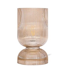 ΓΥΑΛΙΝΗ ΕΠΙΤΡΑΠΕΖΙΑ ΛΑΜΠΑ Fylliana FL24674 ΜΕΛΙ ΧΡΩΜΑ 12x29εκ Ε27