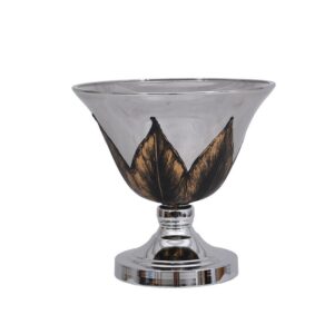 ΓΥΑΛΙΝΗ ΚΟΥΠ ΜΕ ΒΑΣΗ Fylliana FL108 ΜΑΥΡΟ-ΑΣΗΜΙ ΧΡΩΜΑ 25x25εκ