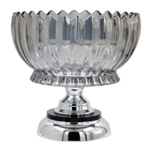 ΓΥΑΛΙΝΗ ΚΟΥΠ ΜΕ ΒΑΣΗ Fylliana FL202 ΜΑΥΡΟ-ΑΣΗΜΙ ΧΡΩΜΑ 23x21εκ