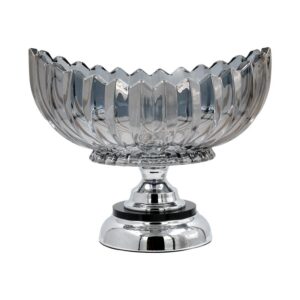 ΓΥΑΛΙΝΗ ΠΙΑΤΕΛΑ ΜΕ ΜΕΤΑΛΛΙΚΟ ΠΟΔΙ Fylliana FL203 ΜΑΥΡΟ-ΑΣΗΜΙ ΧΡΩΜΑ 28x15x22εκ