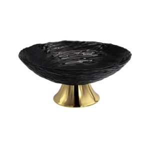 ΓΥΑΛΙΝΗ ΣΤΡΟΓΓΥΛΗ ΦΡΟΥΤΙΕΡΑ ΜΕ ΠΟΔΙ Fylliana FL26 ΜΑΥΡΟ ΧΡΩΜΑ 26εκ