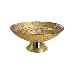 ΓΥΑΛΙΝΗ ΣΤΡΟΓΓΥΛΗ ΦΡΟΥΤΙΕΡΑ ΜΕ ΠΟΔΙ Fylliana FL26 ΧΡΥΣΟ ΧΡΩΜΑ 26εκ