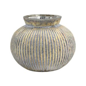 ΓΥΑΛΙΝΟ ΒΑΖΟ Fylliana FL1223 ΜΕΤΑΛΛΙΚΟ ΦΙΝΙΡΙΣΜΑ 16x13εκ