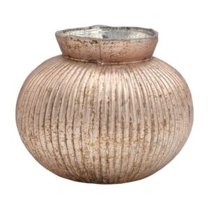 ΓΥΑΛΙΝΟ ΒΑΖΟ Fylliana FL1223 ΡΟΖ ΜΕ ΜΕΤΑΛΛΙΚΟ ΦΙΝΙΡΙΣΜΑ 16x13εκ