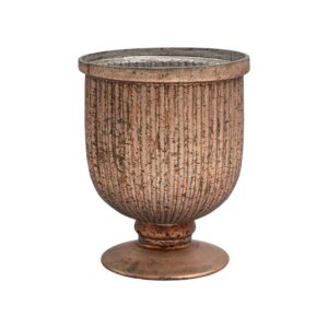 ΓΥΑΛΙΝΟ ΒΑΖΟ ΜΕ ΠΟΔΙ Fylliana FL636 ΡΟΖ ΜΕ ΜΕΤΑΛΛΙΚΟ ΦΙΝΙΡΙΣΜΑ 14x18εκ