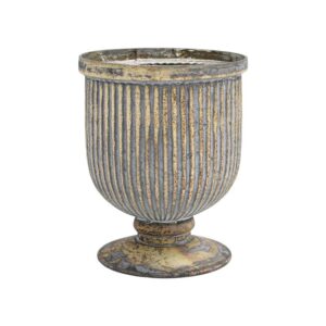 ΓΥΑΛΙΝΟ ΒΑΖΟ ΜΕ ΠΟΔΙ Fylliana FL638 ΜΕΤΑΛΛΙΚΟ ΦΙΝΙΡΙΣΜΑ 14x18εκ