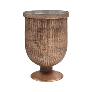 ΓΥΑΛΙΝΟ ΒΑΖΟ ΜΕ ΠΟΔΙ Fylliana FL638 ΡΟΖ ΜΕ ΜΕΤΑΛΛΙΚΟ ΦΙΝΙΡΙΣΜΑ 17x24εκ