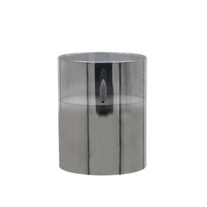 ΔΙΑΚΟΣΜΗΤΙΚΟ LED ΚΕΡΙ ΜΕ ΡΕΑΛΙΣΤΙΚΗ 3D ΦΛΟΓΑ Fylliana FL1013 ΣΕ ΓΥΑΛΙ ΧΡΩΜΑ SMOKY 10x10x13εκ