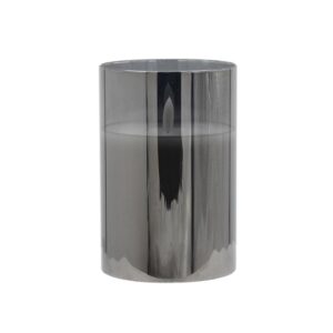 ΔΙΑΚΟΣΜΗΤΙΚΟ LED ΚΕΡΙ ΜΕ ΡΕΑΛΙΣΤΙΚΗ 3D ΦΛΟΓΑ Fylliana FL1015 ΣΕ ΓΥΑΛΙ ΧΡΩΜΑ SMOKY 10x10x15εκ