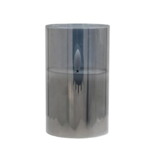 ΔΙΑΚΟΣΜΗΤΙΚΟ LED ΚΕΡΙ ΜΕ ΡΕΑΛΙΣΤΙΚΗ 3D ΦΛΟΓΑ Fylliana FL7513 ΣΕ ΓΥΑΛΙ ΧΡΩΜΑ SMOKY 8x8x13εκ