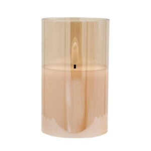 ΔΙΑΚΟΣΜΗΤΙΚΟ LED ΚΕΡΙ ΜΕ ΡΕΑΛΙΣΤΙΚΗ 3D ΦΛΟΓΑ Fylliana FL7515 ΣΕ ΓΥΑΛΙ ΧΡΩΜΑ AMBER 8x8x15εκ