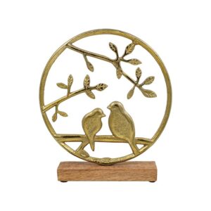 ΔΙΑΚΟΣΜΗΤΙΚΟ ΑΛΟΥΜΙΝΙΟΥ Fylliana Birds 3280 ΜΕ ΞΥΛΙΝΗ ΒΑΣΗ ΑΣΗΜΙ ΧΡΩΜΑ 25x5x23εκ