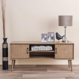 ΕΠΙΠΛΟ ΤΗΛΕΟΡΑΣΗΣ Fylliana ΜΕ 2 ΠΟΡΤΑΚΙΑ + 2 ΡΑΦΙΑ ΓΚΡΙ SAHARA 120x40x51εκ JOF