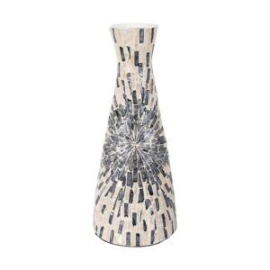 ΕΠΙΤΡΑΠΕΖΙΟ ΒΑΖΟ BAMBOO-ΚΟΧΥΛΙ Fylliana FL03 ΓΚΡΙ-ΛΕΥΚΟ ΧΡΩΜΑ 18x43εκ