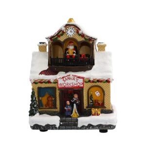 ΕΠΙΤΡΑΠΕΖΙΟ ΧΡΙΣΤΟΥΓΕΝΝΙΑΤΙΚΟ ΔΙΩΡΟΦΟ ΣΠΙΤΙ Fylliana FL23017 ME LED-ΜΟΥΣΙΚΗ ΚΑΙ ΚΙΝΗΣΗ ΛΕΥΚΟ -ΧΡΥΣΟ 17x13x21εκ