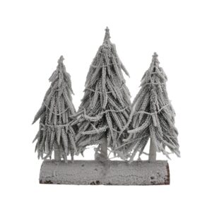 ΕΠΙΤΡΑΠΕΖΙΟ ΧΡΙΣΤΟΥΓΕΝΝΙΑΤΙΚΟ ΧΙΟΝΙΣΜΕΝΟ ΔΕΝΤΡΟ ΤΡΙΠΛΟ ΜΕ ΞΥΛΙΝΗ ΒΑΣΗ FL24323 USB ΠΡΑΣΙΝΟ ΛΕΥΚΟ ΧΡΩΜΑ 30εκ