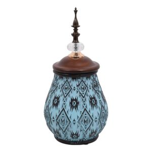 ΚΕΡΑΜΙΚΟ ΒΑΖΟ Fylliana 1944 ΜΠΛΕ ΜΕ ΚΑΦΕ ΚΑΠΑΚΙ 16x33εκ