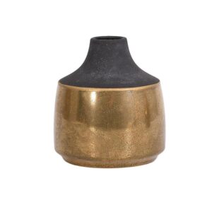 ΚΕΡΑΜΙΚΟ ΒΑΖΟ Fylliana FL0296 ΜΑΥΡΟ-ΧΡΥΣΟ ΧΡΩΜΑ 14x14x15εκ